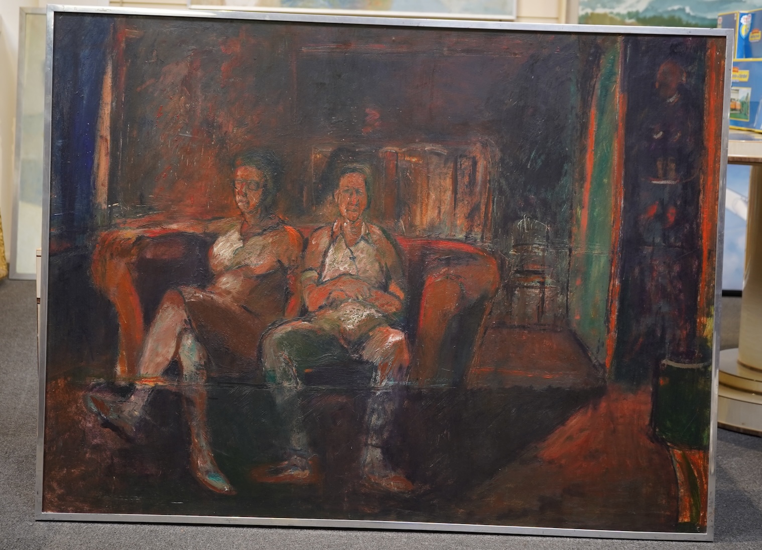 Harold Mockford, (1932-2023), Interior scene with two seated figures